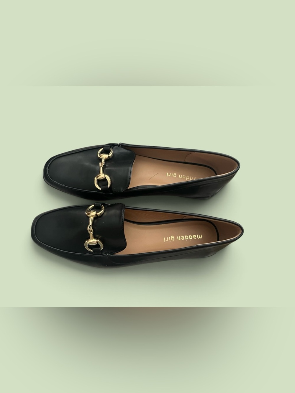 Madden Girl Black Loafers with Gold Horsebit